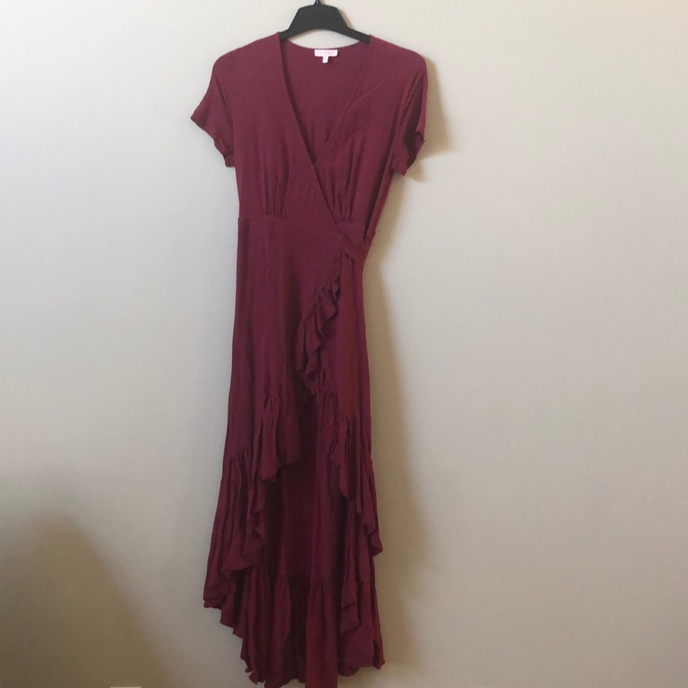 High low wrap dress